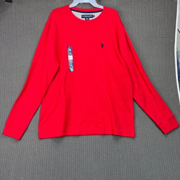 U.S. Polo Assn. Red Mens Thermal Pullover Long Sleeve Shirt XL - Picture 1 of 10